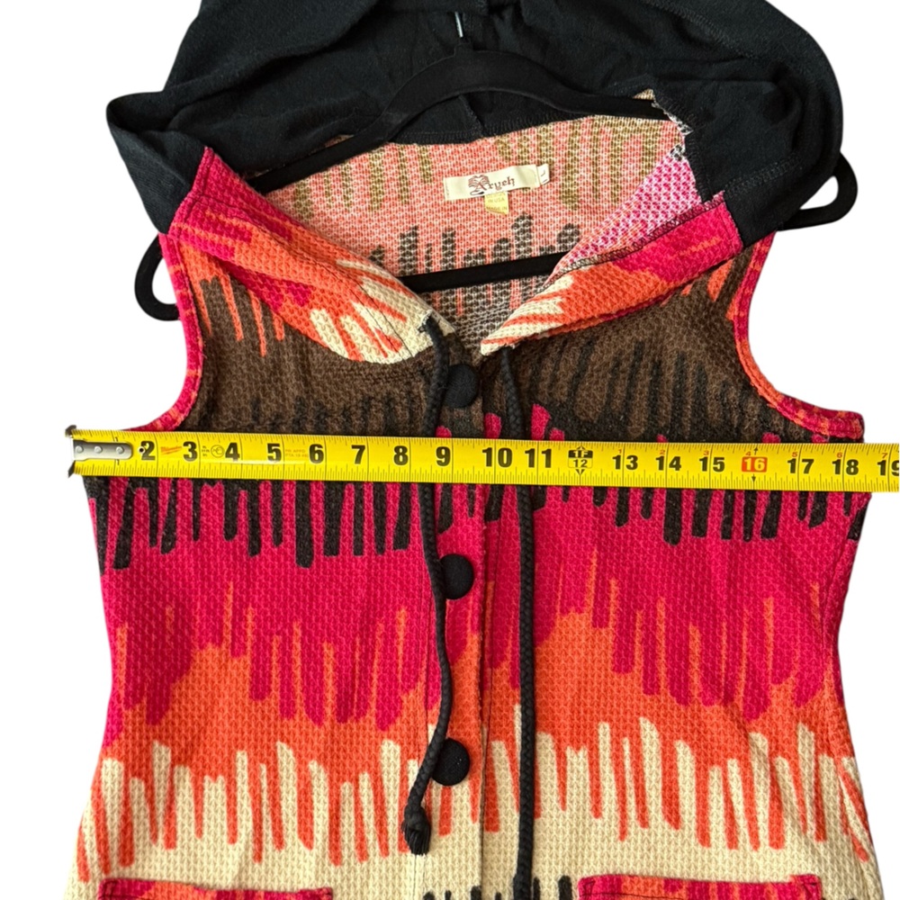 Anthropologie Aryeh Color Block Waffle Knit Sleeveless Hoodie Dress Boho Artsy - Picture 5 of 11